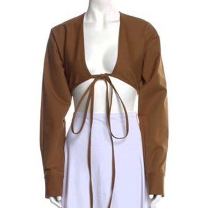 Christopher Esber Long Sleeve Cropped Denim Jacket